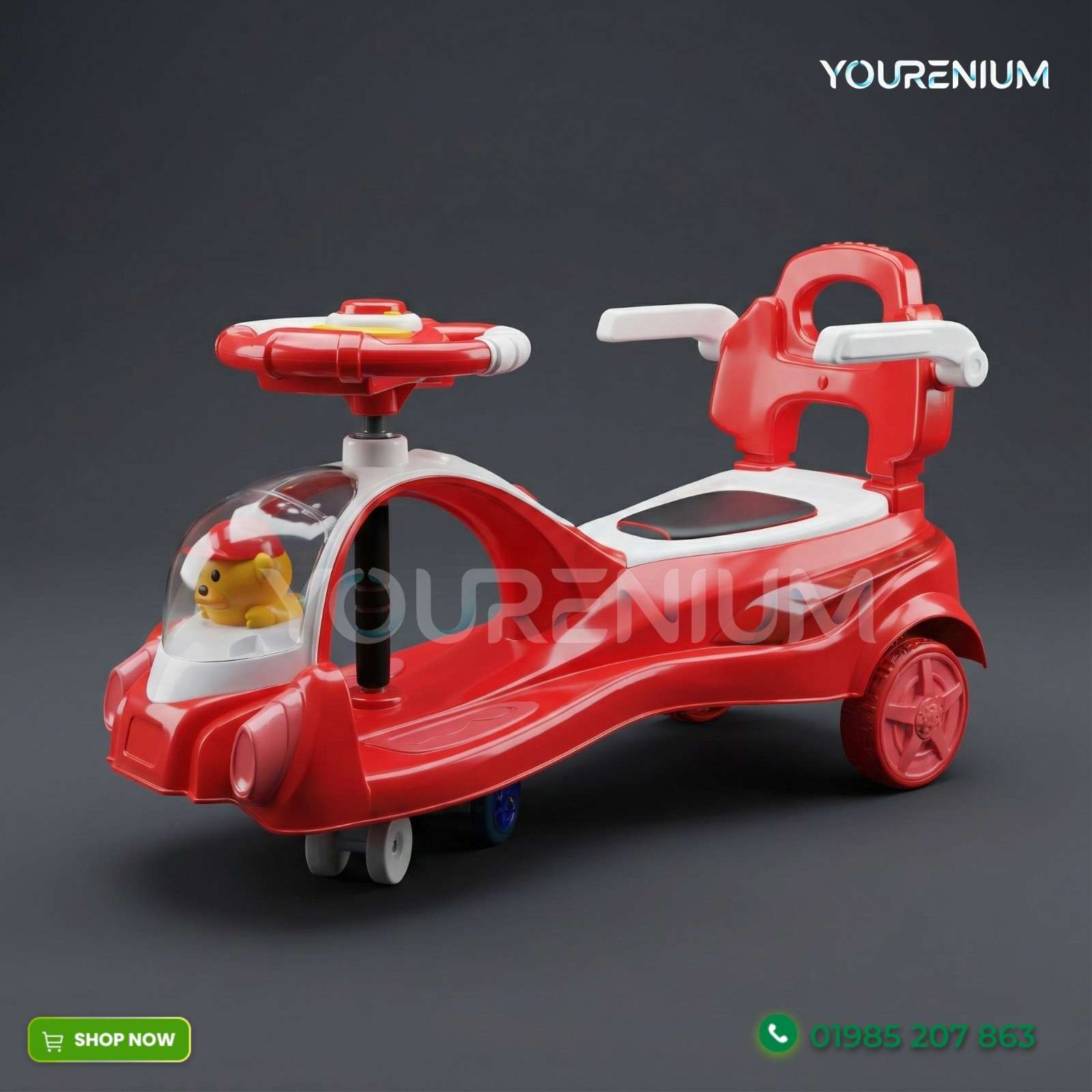 Baby Auto Swing Car 608 – No Battery Ride | Light & Music | Yourenium